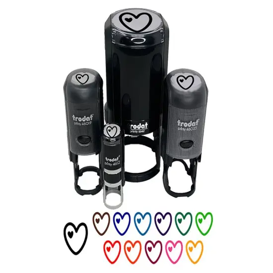 Heart in Heart Love Self-Inking Rubber Stamp Ink Stamper for Stamping Crafting Planners Lime Green {2}
