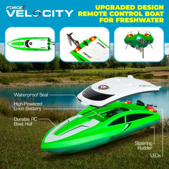 Force1 Velocity Fast RC Boat - Green {5}