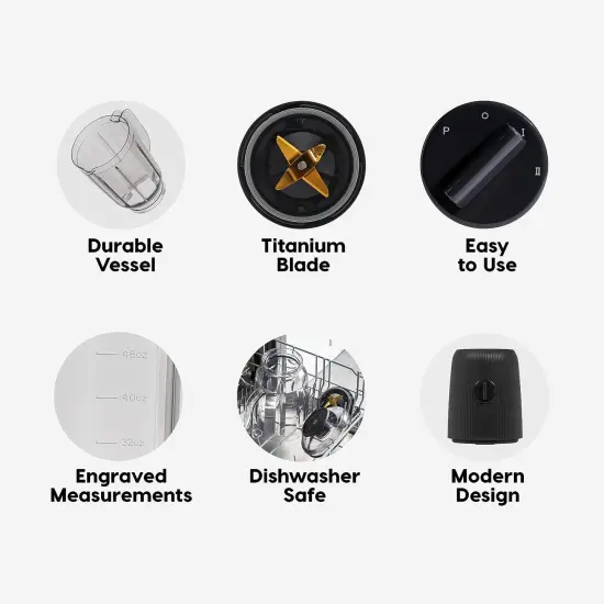 IRIS USA 3-Speed High-Power Professional-grade Blender Black {2}