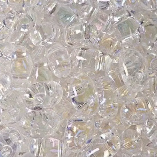 John Bead Twin 2-Hole Transparent Crystal Beads, 100g Crystal Rainbow {1}