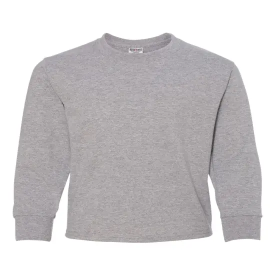 JERZEES&reg; Dri-Power Youth Long Sleeve Crewneck T-Shirt J. navy {2}