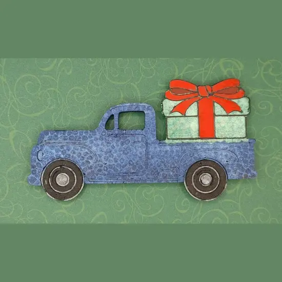 Vintage Truck with Christmas Present Silicone Freshie Mold {2}