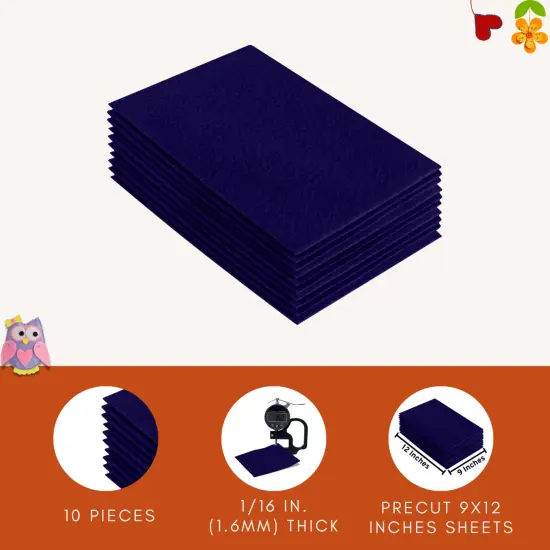 FabricLA Acrylic Felt Sheets for Crafts - Precut 9" X 12" Inches (20 cm X 30 cm) Felt Squares - Use Felt Fabric Craft Sheets for DIY, Costume, and Decoration | Navy Blue - 10 Pieces {4}