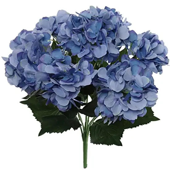 20" Artificial Hydrangea Bushes - 2PC, 7 Magenta Blue Silk Blooms per Bush - Perfect for Home Decor, Bouquets - Elegant Year-Round Display, Floral Home by Artificial Flowers {1}
