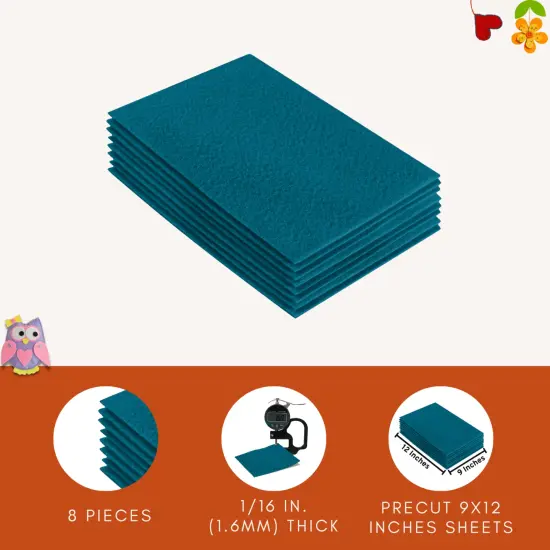FabricLA Acrylic Felt Sheets for Crafts - Precut 9" X 12" Inches (20 cm X 30 cm) Felt Squares - Use Felt Fabric Craft Sheets for DIY, Costume, and Decoration | Turquoise - 8 Pieces {5}