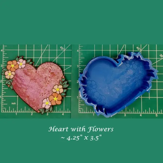 Heart with Flowers Silicone Freshie Mold {2}