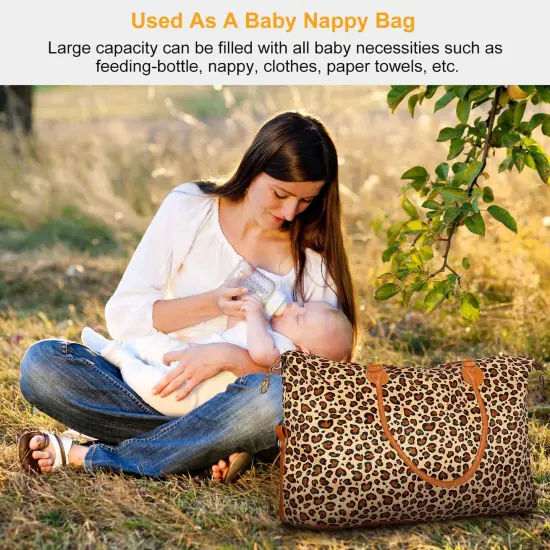 Women Duffle Bag Travel Luggage Bags Weekend Overnight Bag Tote Bags Shoulder Handle Bags Leo {6}