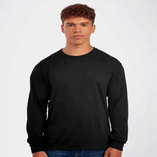 JERZEES&reg; Unisex Dri-Power Performance Long Sleeve Crewneck T-Shirt Black {3}