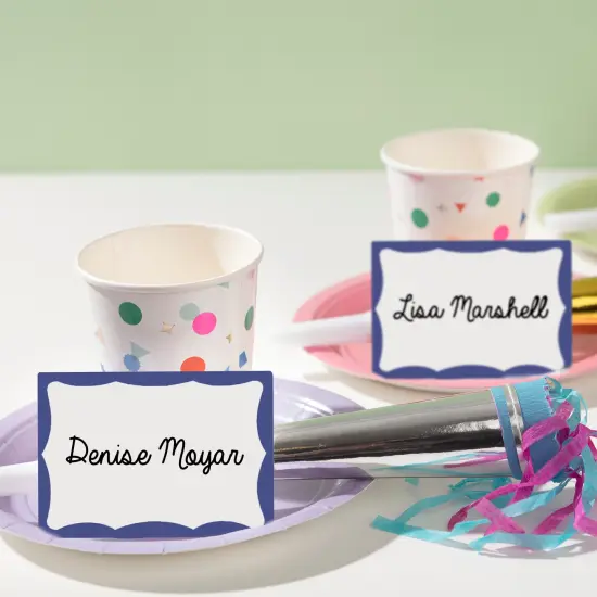 Avery Customizable Name Tags, 2-1/3" x 3-3/8", White with Blue Border, 6 Packs of 100, 600 Removable Name Badges Total (44144) {4}