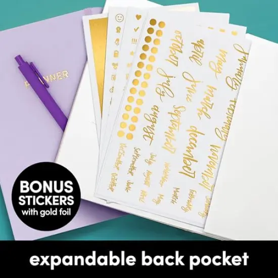 Undated Weekly & Monthly Hardcover Planner (Lavender), 5.7 in x 8 in, Includes Dotted Note Pages & 8 Sticker Sheets {3}