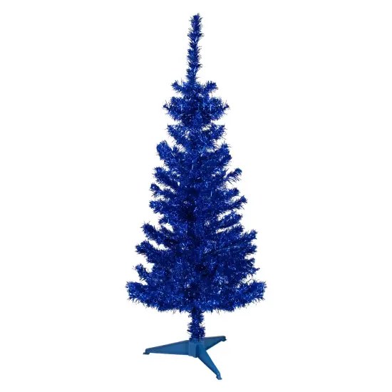 Northlight Artificial Tinsel Christmas Tree - Deep Blue - 4' - Unlit {1}