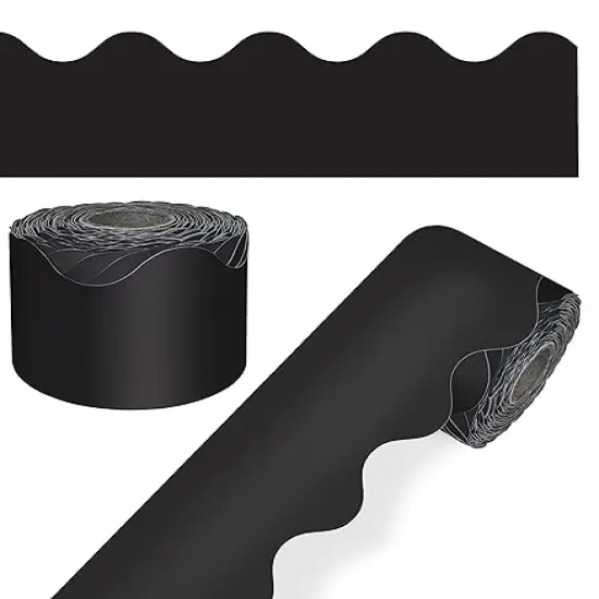 65 Feet Black Bulletin Board Borders, Scalloped Border Trim, Rolled Classroom Borders for Bulletin Board, White Board, Cork Board, Locker, and Classroom D&eacute;cor {3}