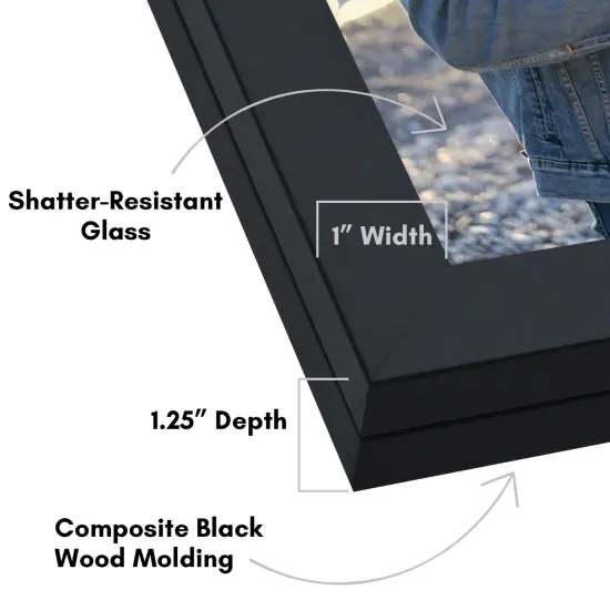 Americanflat Quick-Change Photo Storage Display Frame - Store up to 35 Pictures at Once with Elastic Strap Storage - Shatter Resistant Glass - Hanging Hardware - Includes Easel - Black {5}