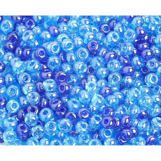 John Bead 6/0 Blue Czech Glass Seed Beads, 500g Aqua Luster Mix {1}