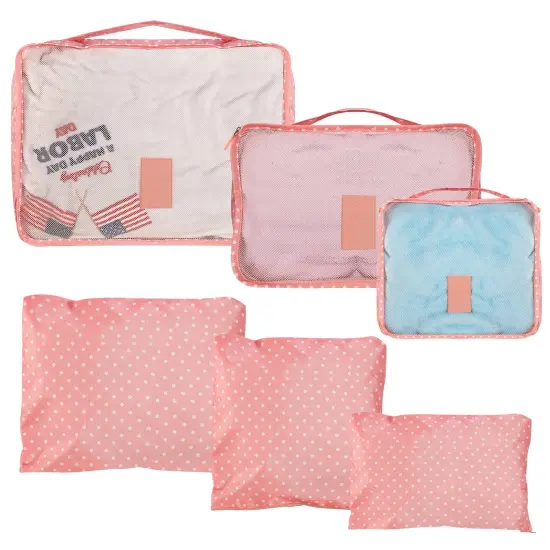 9Pcs Clothes Storage Bags Water-Resistant Travel Luggage Organizer Clothing Packing Cubes Pink spot {2}