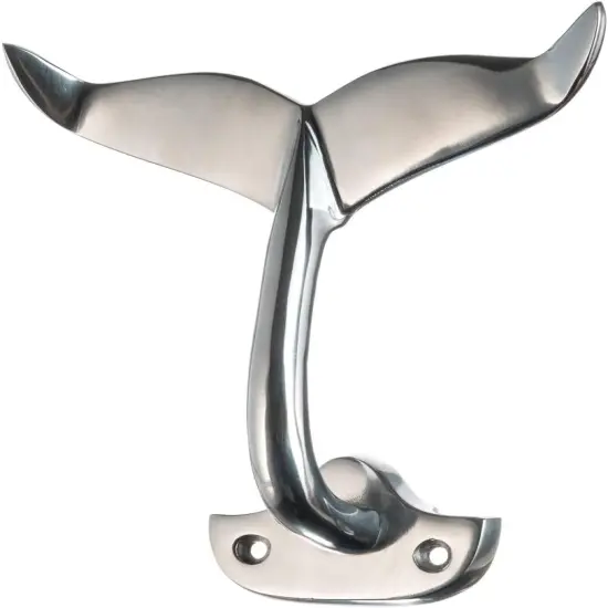 Whale Tail Wall Hook Heavy Cast Aluminum Curved Whale Tail Wall Hook Perfect for Beach Décor 4 Pack {2}