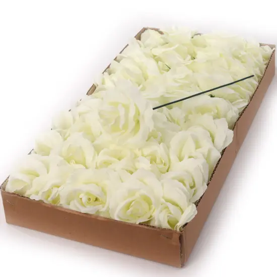 Cream White Silk Rose Picks: Set of 100, 8" Stems, 3" Wide, Floral Home by Artificial Flowers {1}