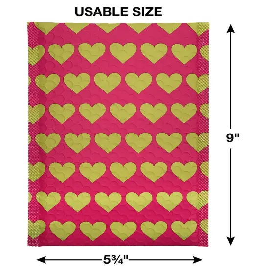 Great Papers! Mailer, Bubble, Pink with Gold Hearts, Poly Tear and Moisture Resistant, 6" x 9", 25 count {3}