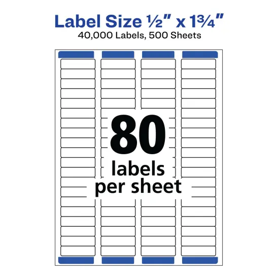 Avery Printable Return Address Labels with Sure Feed, 0.5" x 1.75", White, 2 Packs, 40,000 Blank Mailing Labels Total (21921) {4}