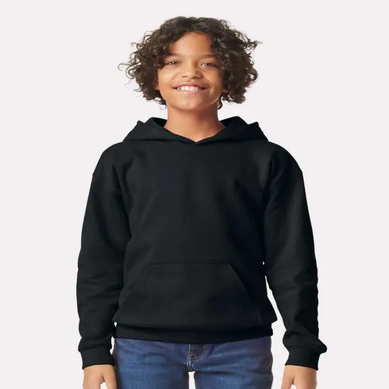 Gildan&reg; Youth Midweight Hooded Sweatshirt Black {1}