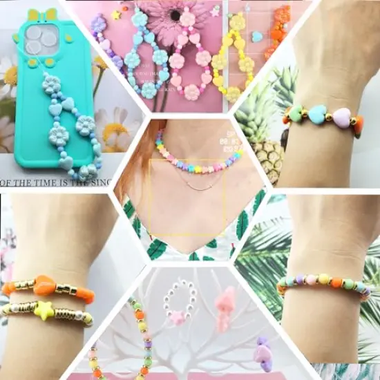 720 Pieces Candy Color Acrylic Heart Beads Star And Round Beads, Colorful Assorted Plastic Pastel Circle Shape Cute Loose Beads Bulk for Bracelets Jewelry Making DIY Crafts Necklace {4}