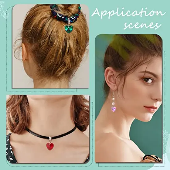 30 Pieces 6 Colors Heart Glass Charms Faceted Heart Pendants Valentine Charms Crystal Dangle Charms with Bail Hanger Large Hole Beads for Wedding Mother Necklace Bracelets Making, Hole: 5mm {6}