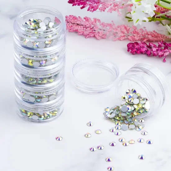 6 Sets 6 Layer Stackable Plastic Containers, 10G/10ML Clear Cosmetic Storage Box Round Organizer Jars for Beads, Buttons, Small Jewelry Findings {4}