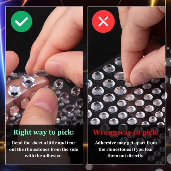 2758 Pieces of Rhinestone Stickers 3/4/5/6/8mm with 14 Colors Self Adhesive Face Gems, Stick on Body Crystal Jewels with Quick Dry Makeup Glue for Face Eye Hair Nails Make up and Craft DIY Decorations {4}