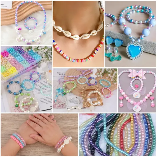 1800 Pieces 8mm and 6mm，32 Colors Multicolor Pearl Beads Loose Pearls for Crafts with Holes for Jewelry Making, Small Pearl Filler Beads for Crafting Bracelet Necklace Earrings {5}