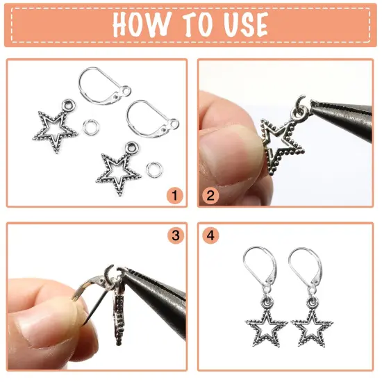 8 Pieces 925 Sterling Silver Leverback French Earring Hooks Hypoallergenic Dangle Earwire Findings 16x9mm with Jump Rings for Jewelry Making {1}