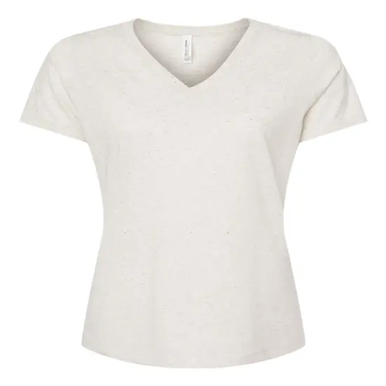 BELLA + CANVAS&reg; Women's Relaxed Triblend Short Sleeve V-Neck Tee Oatmeal Triblend {1}