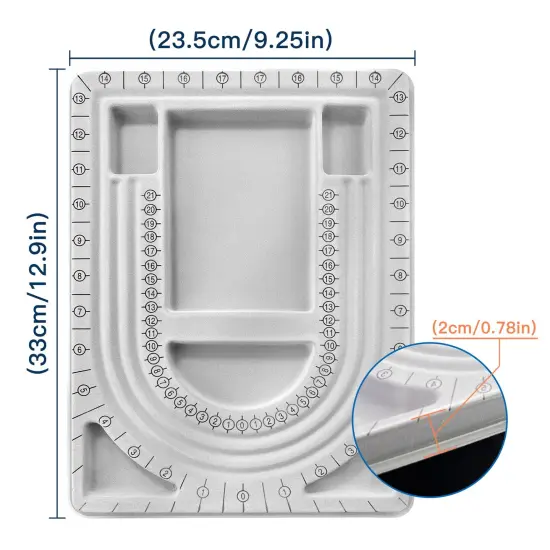 The Bead Board with Clear Cover,Grey Flocked,6 Recessed Compartments,3 U-Shaped Channels,Design Boards for Jewelry Bracelet Necklace Making DIY {5}