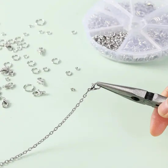 1014 Pieces Open Jump Rings, Silver, 6 Sizes Open Jump Rings for Jewelry Making, Silver Jump Rings and Lobster Clasps {5}