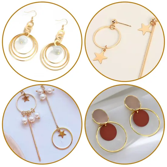 60 Pieces Earrings Beading Hoop for Jewelry Making, Earrings Findings Hoops Earring Charms Open Bezel Pendant Frame for DIY Craft,Earring Necklace,Crafts Supplies ( (Round/Square/Hexagon)) {6}