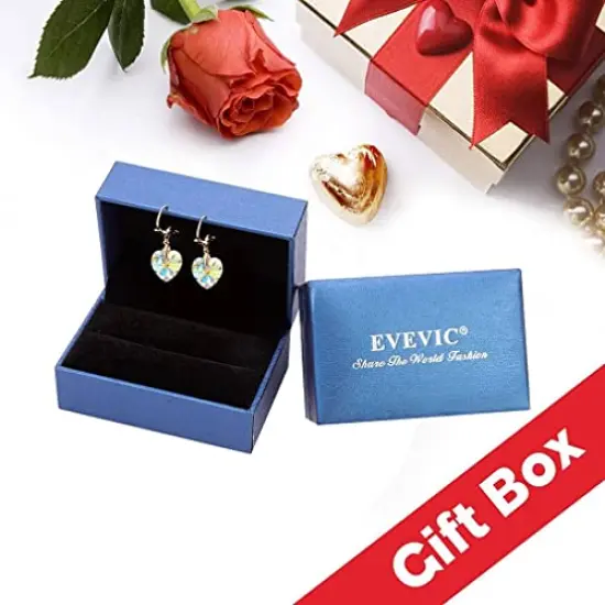 Crystal Heart Drop Leverback Earrings for Women Fashion Dangle Earring 14K Rose Gold Plated Hypoallergenic Jewelry (Vitrail Light) {4}