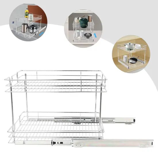Kitcheniva 2 Tier Kitchen Cabinet Pull Out Shelf and Drawer Organizer Slide Out {3}