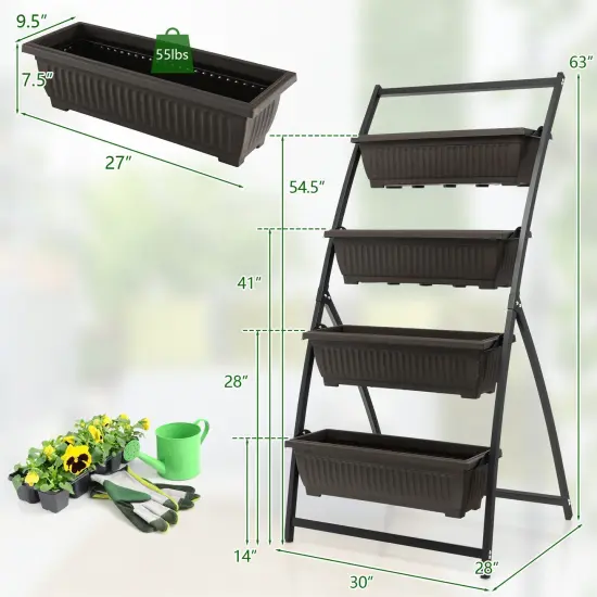 4-tier Vertical Raised Garden Bed With 4 Containers And Drainage Holes-M {4}