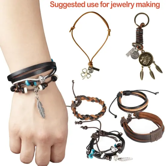 5 yards 3 mm Flat Genuine Leather Strip Cord Braiding String Dark Brown Espresso (5 Yards) {3}