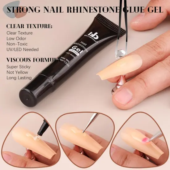 2630 Pieces Clear Glass Nail Rhinestones 120 Pieces Multi Shapes Flatback Gems Crystal + 2510Pcs 1.5-4mm Round Beads with Rhinestones Glue Gel, Manicure Diomand Jewelry Gemstones for Nail Design Makeup {4}