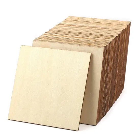 50 Pieces Unfinished Wood Pieces 4x4 Inch Square Blank Wooden,Wooden Cutouts for Crafts,Squares Cutout Tiles Unfinished Wood Cup Coasters Natural Slices Wooden Square Cutouts for Ornaments HomeDecoration {2}