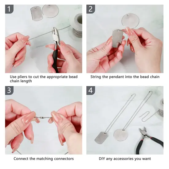 53 FT Ball Bead Chain, 1.5 mm Adjustable Pull Chain Beaded with 50 PCS Matching Connectors, Stainless Steel Bead Chain for Jewelry Making Necklace Keychain Dog Tag Chain {5}