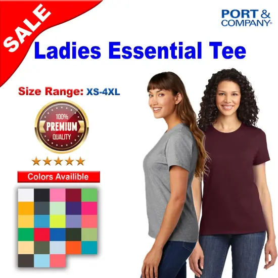 Port & Company&reg; Ladies Crew Neck Short Sleeve Essential Tee Candy pink {2}