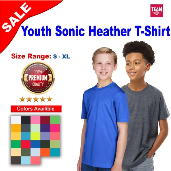 Team&reg; Youth Sonic Heather Performance T-Shirt Sp Red Heather {2}