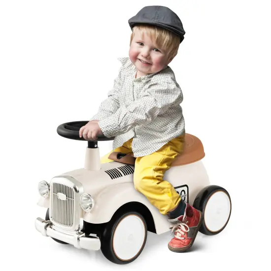 Kids Sit to Stand Vehicle with Working Steering Wheel and Under Seat Storage-White {6}