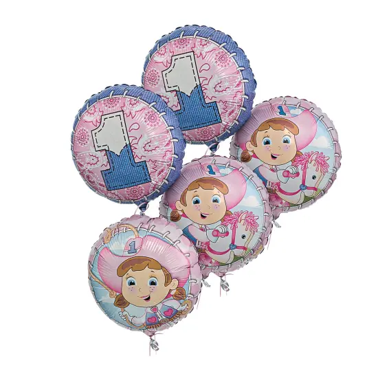 1st Birthday Cowgirl 18" Mylar Balloons - 3 Pc. {3}