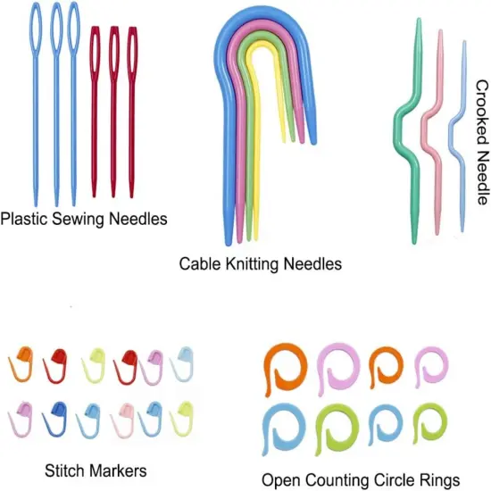 Complete Knitting and Crochet Accessories,Knitting Supplies Kit with Knitting Stitch Markers Plastic Sewing Needles Cable Needles for Knitting Sewing Kit {2}