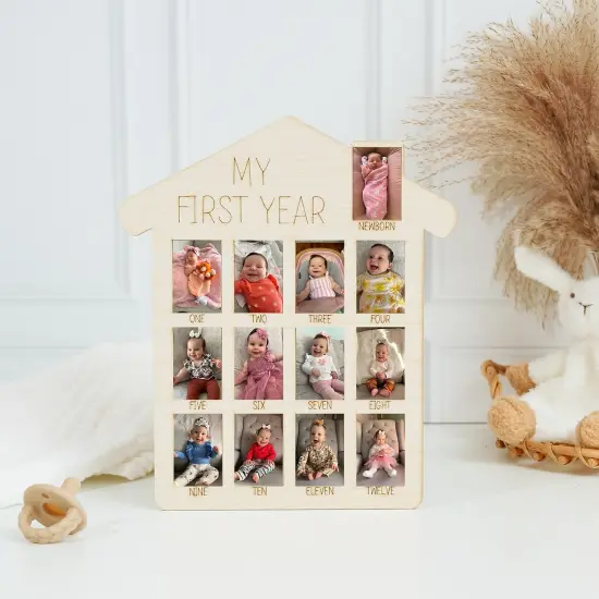 My 1st Year Photo Frame 14" for Baby Keepsake, Decor, & Bday Party | Woodpeckers {3}