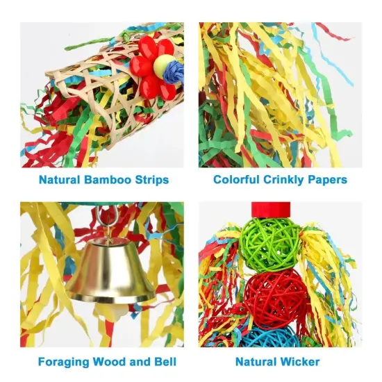 3Pcs Bird Chewing Toy Parrot Cage Foraging Shredder Toy Hanging Loofah Safe Play {5}