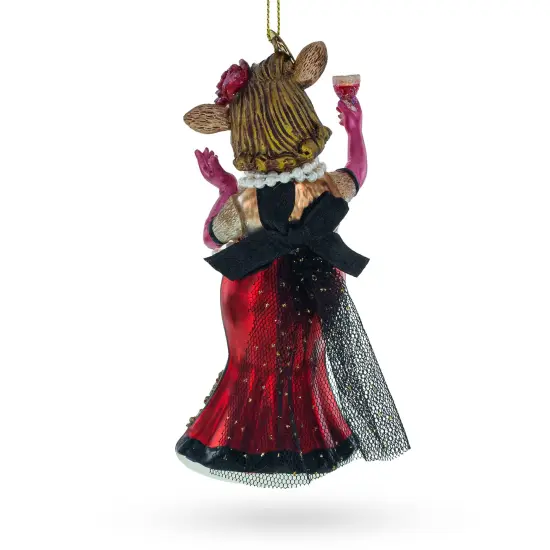 Cow Sipping Red Wine Glass Christmas Ornament {4}