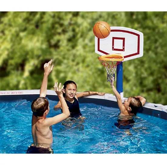 Swim Central 24" White and Blue Water Sports Jammin Basketball Poolside Above-Ground Swimming Pool Game {4}